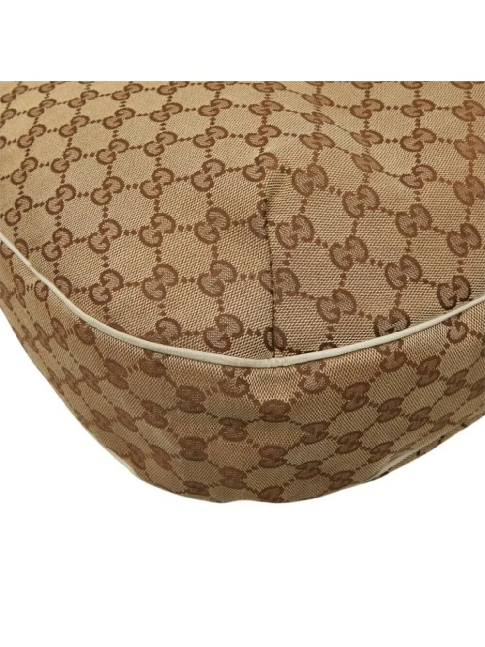 Gucci GG Canvas Sherry Line Shoulder Bag Beige White